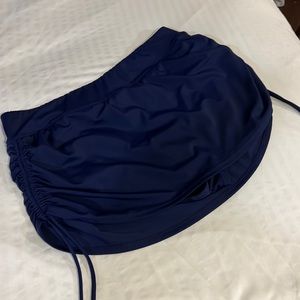 Croft & Barrow NWOT pull cinch sides swim skirt XL navy blue attached bottoms